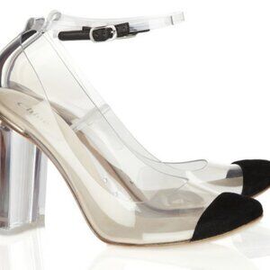 Chloé Suede-Trimmed Transparent Clear Cap Toe Shoes (39.5)